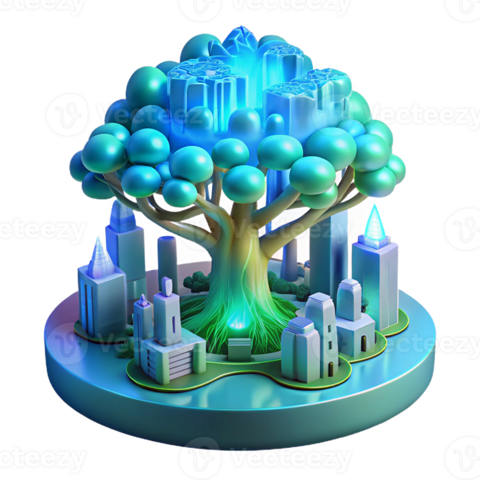 serene modern A Bioluminescent Tree Powering a Futuri genuine png