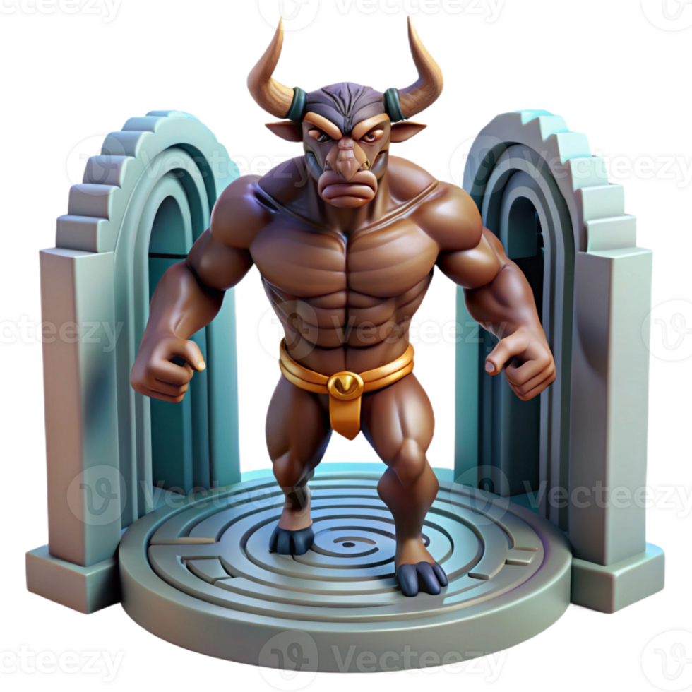 vibrant artistic Minotaur Guarding Labyrinth Entrance high resolution png