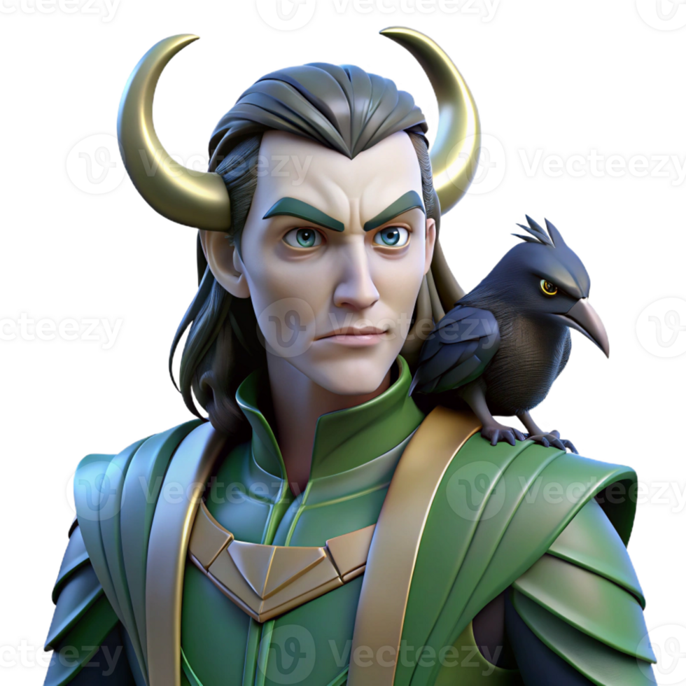 serene creative Loki Shapeshifting Into a Raven Dark An professional png