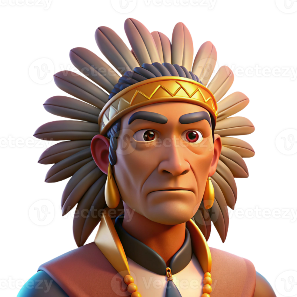 elegant classic Portrait of a Stoic Native American Chief original png