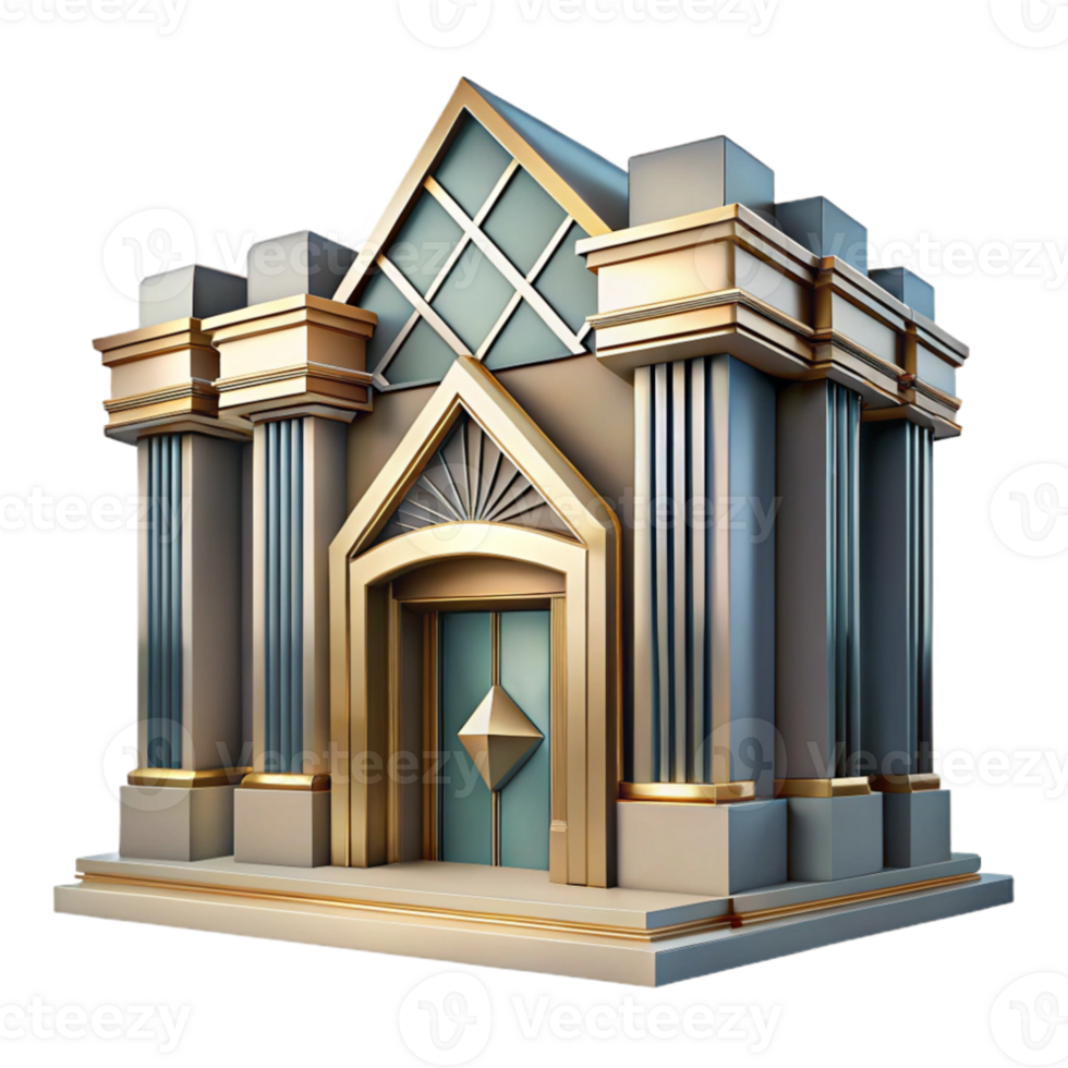 stunning minimalist Art Deco Architecture Geometric Facade Cutout authentic png