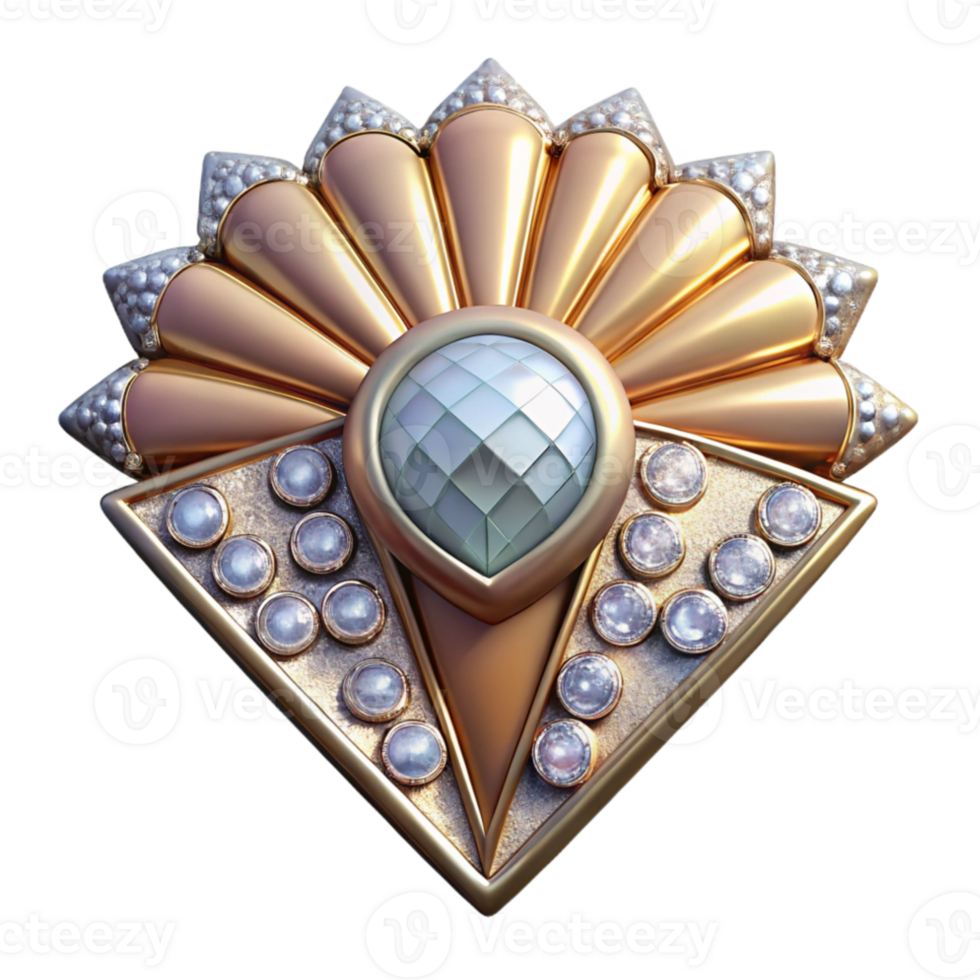 dramatic rustic Art Deco Brooch Sparkling Jewels Cutout premium png