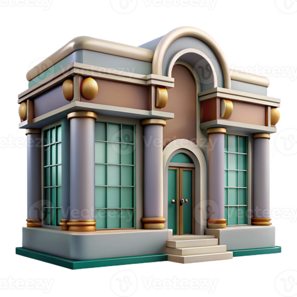 elegant minimalist Art Deco Building Facade Transparent high quality png