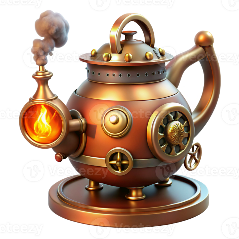 serene abstract A Whimsical Steampunk Teapot with Intrica authentic png