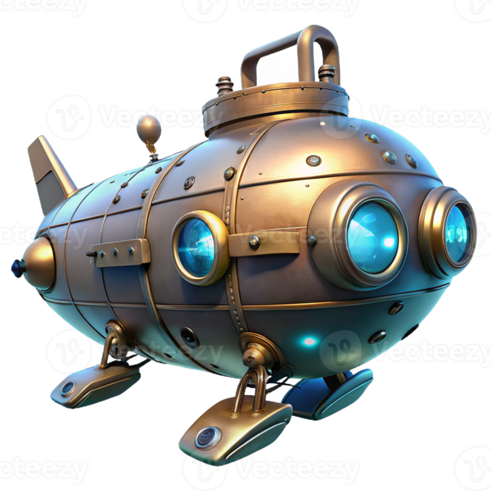 beautiful rustic A Steampunk Submarine Exploring the Ocea original png