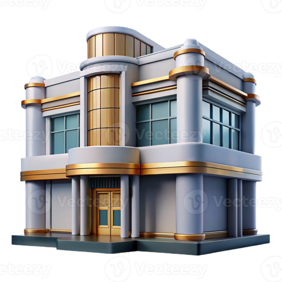 vibrant traditional Art Deco Building Facade Transparent authentic png