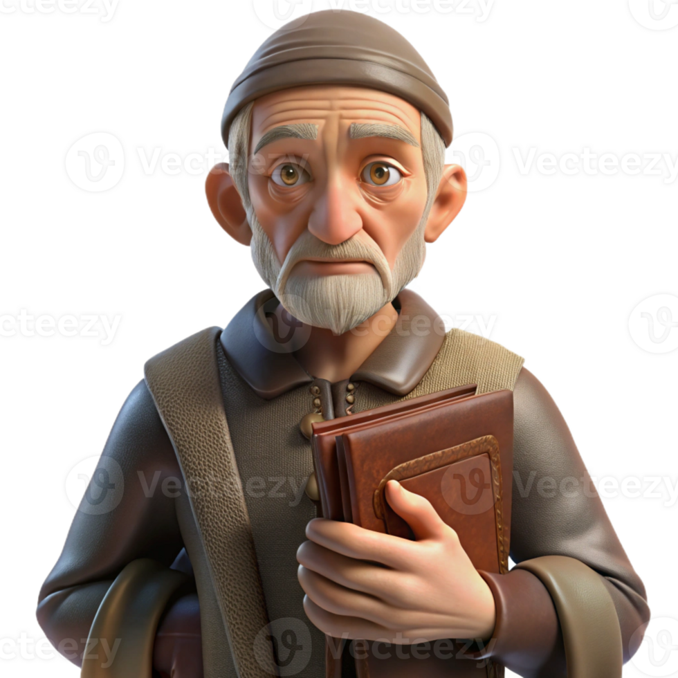 dramatic traditional Portrait of an Elderly Man with a Weath authentic png