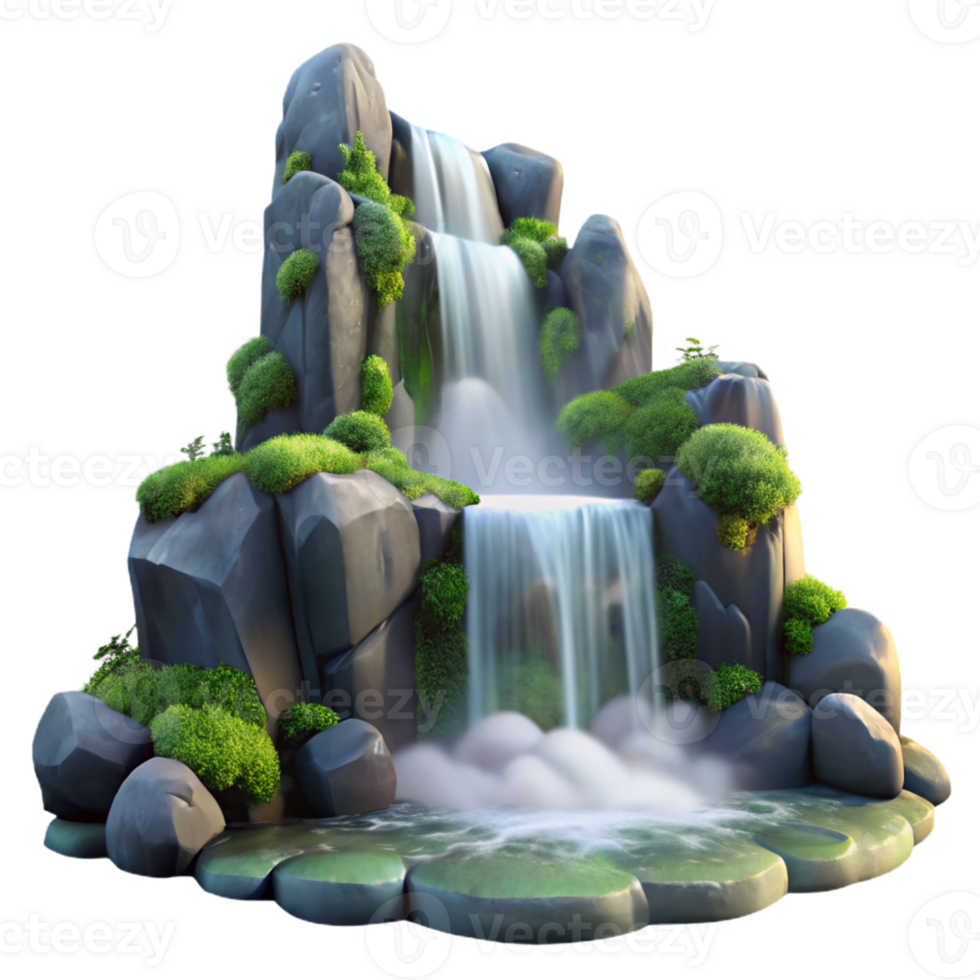 impressive modern A Cascading Waterfall Tumbling over Mossy original png