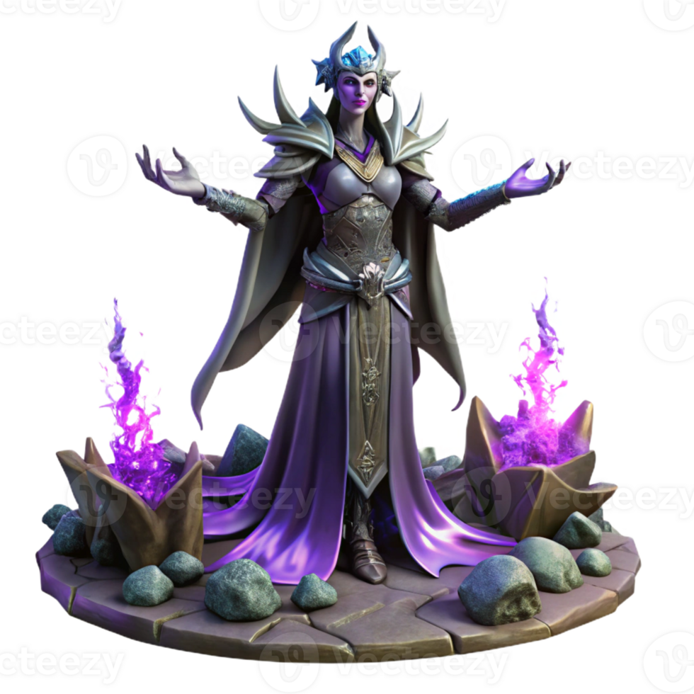 vibrant artistic A Powerful Sorceress Summoning a Spectral high resolution png