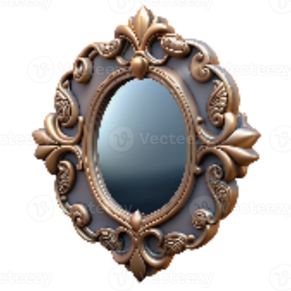 vibrant classic Art Deco Mirror Ornate Frame Cutout detailed png