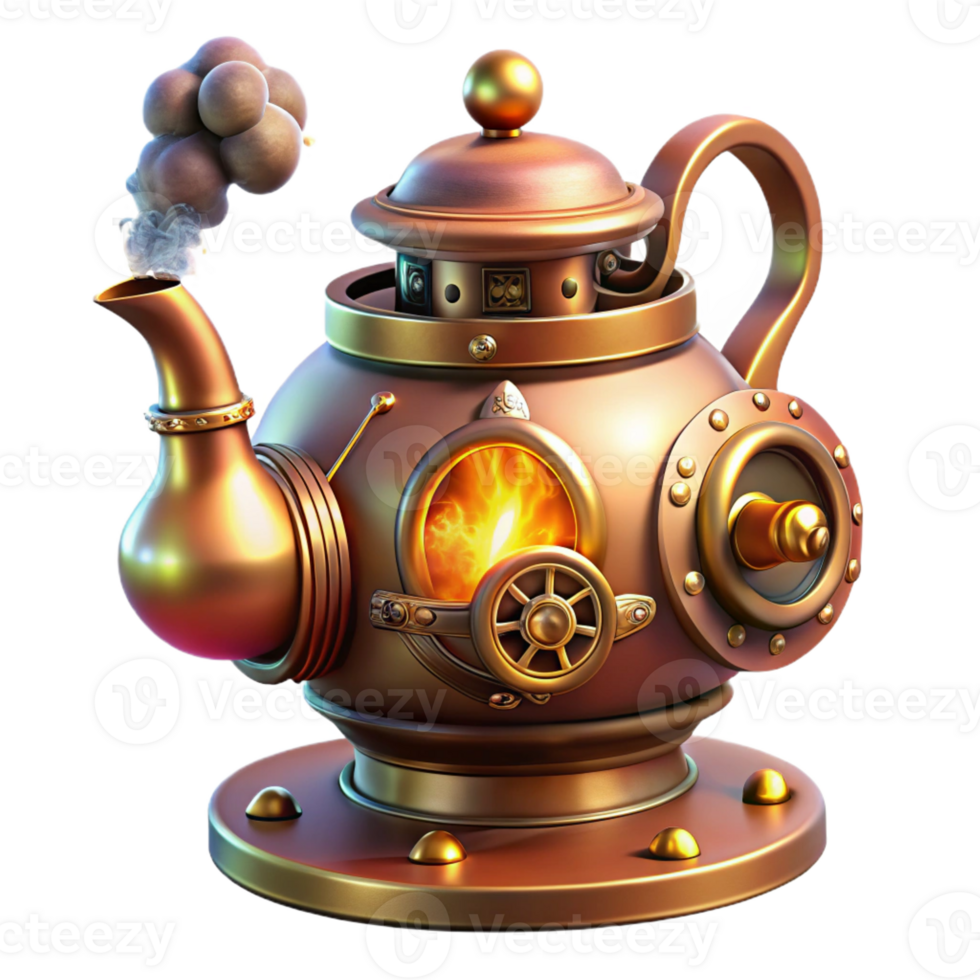 impressive rustic A Whimsical Steampunk Teapot with Intrica professional png
