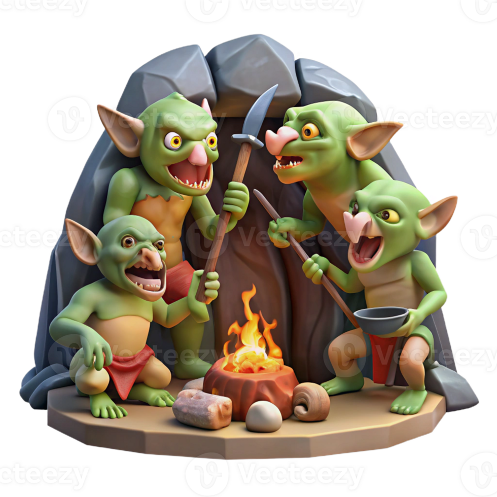 magnificent minimalist A Group of Goblins Feasting on Roasted Me 4K png