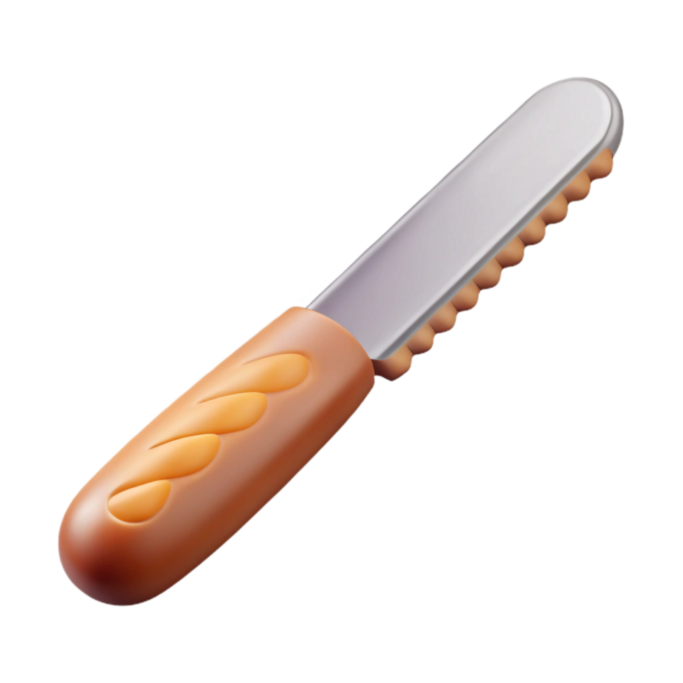 impressive creative Artisan Bread Knife Serrated Edge Transparent Background high quality png