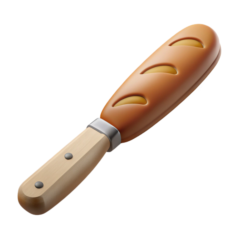 magnificent creative Artisan Bread Knife Wooden Handle Transparent Background high quality png