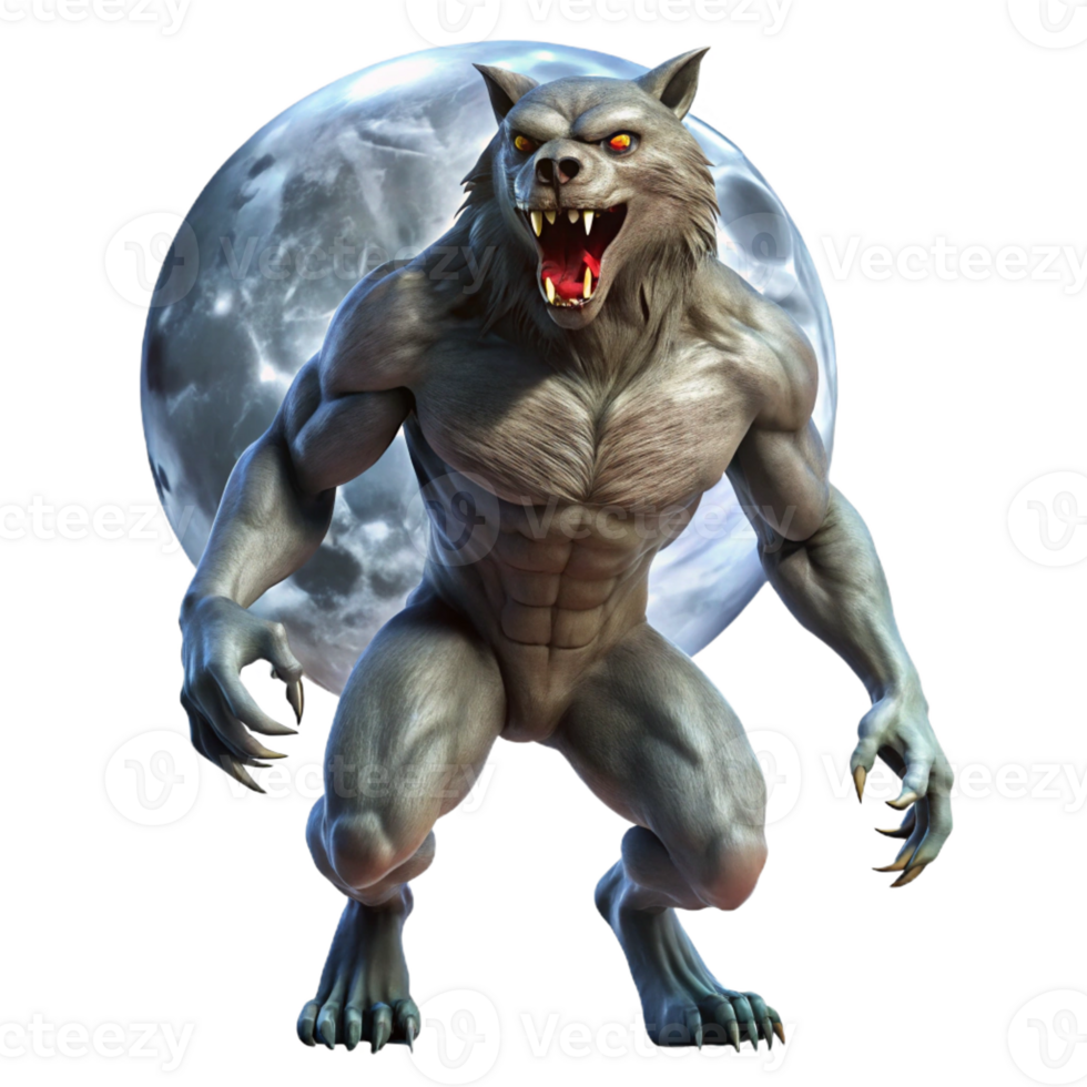 stunning abstract A Fearsome Werewolf Howling at the Moon original png