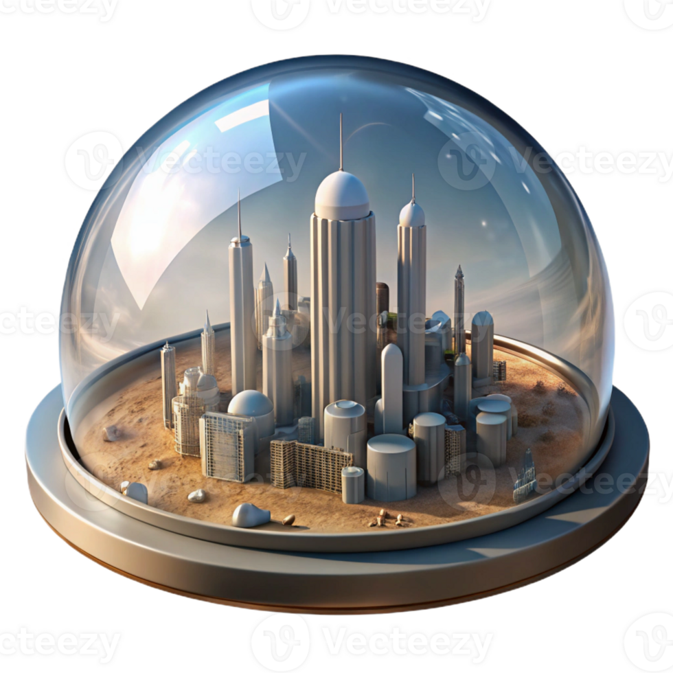 serene creative A Futuristic City Built Within a Giant detailed png