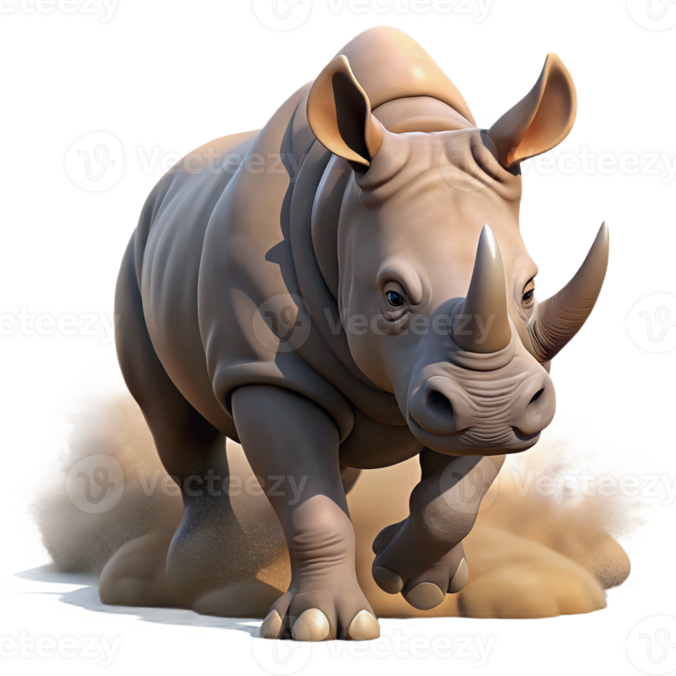 dramatic classic A Powerful Rhinoceros Charging Through T high resolution png