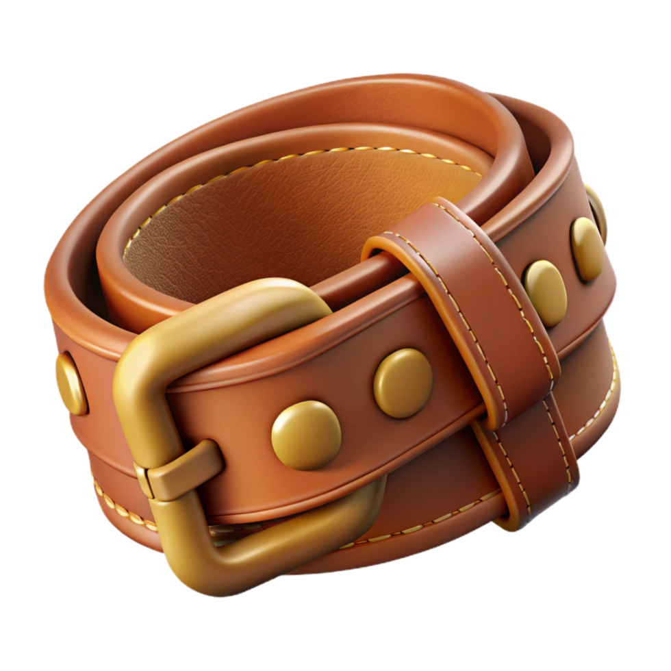 elegant contemporary Artisan Leather Belt Brown Leather Transparent Background original png