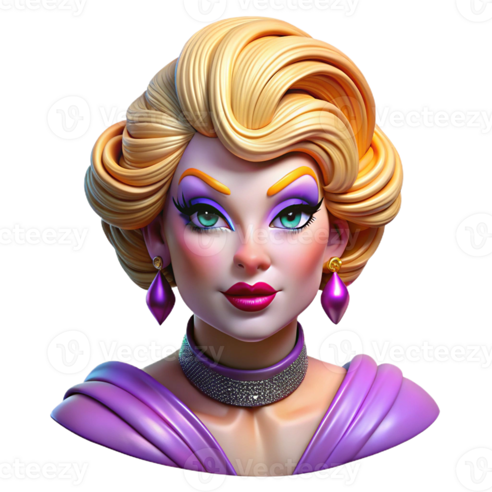 vibrant artistic Portrait of a Glamorous Drag Queen with Ex original png
