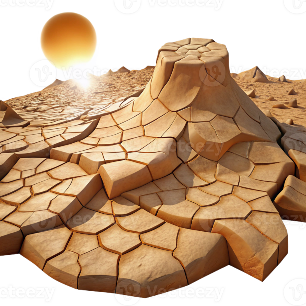 dramatic minimalist A Cracked Desert Landscape Under the Scorc authentic png