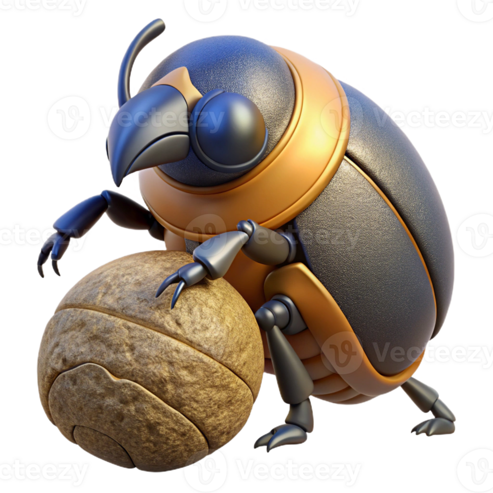 elegant classic Scarab Beetle Rolling Dung Ball premium png