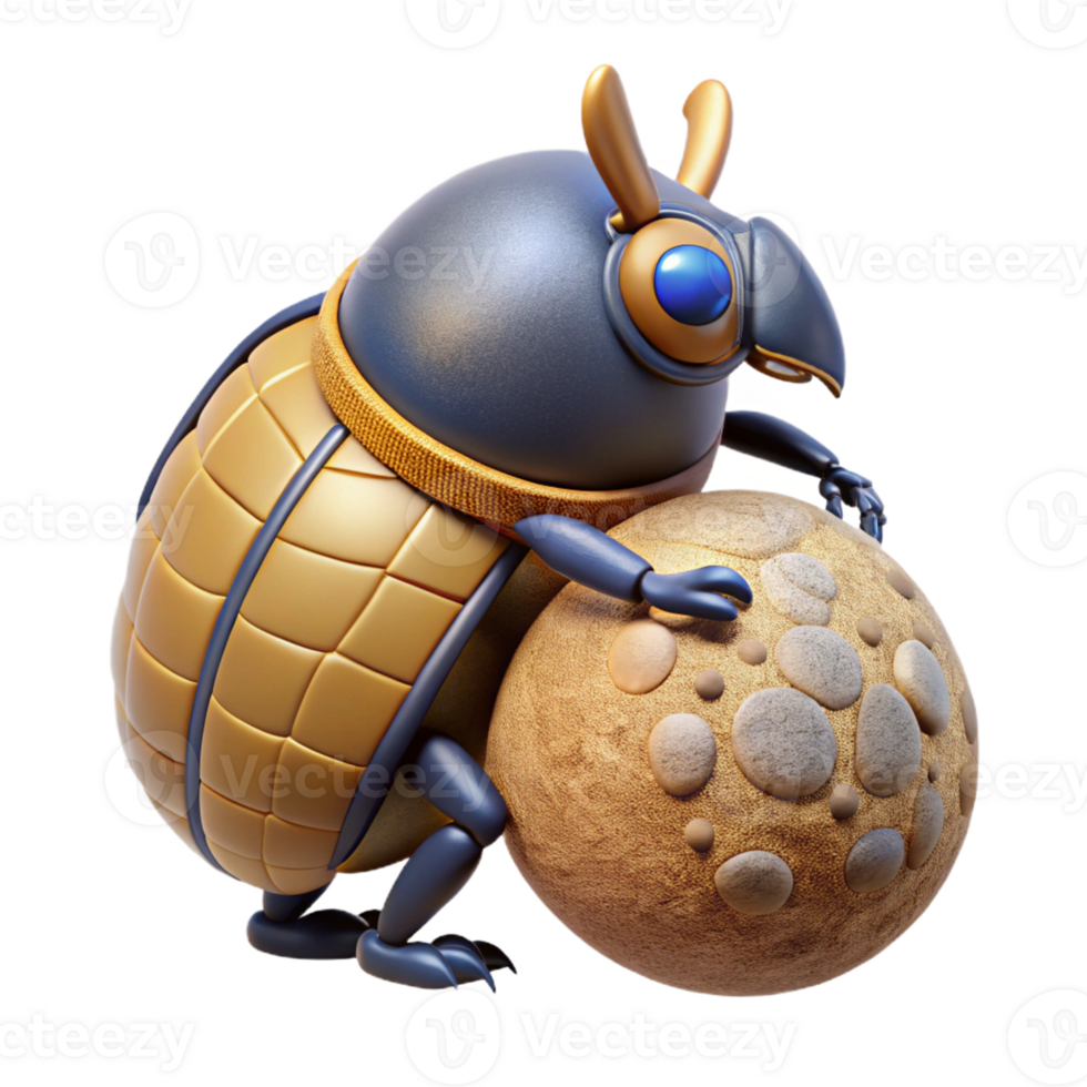 vibrant minimalist Scarab Beetle Rolling Dung Ball png