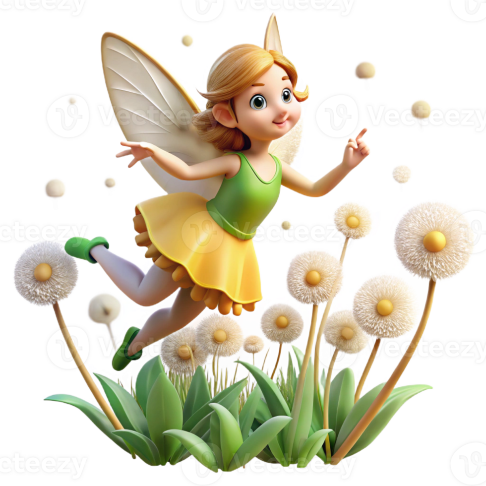 beautiful classic Whimsical Fairy in a Flower Field authentic png