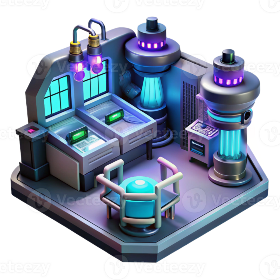 serene vintage A Futuristic Laboratory Filled with Glow genuine png