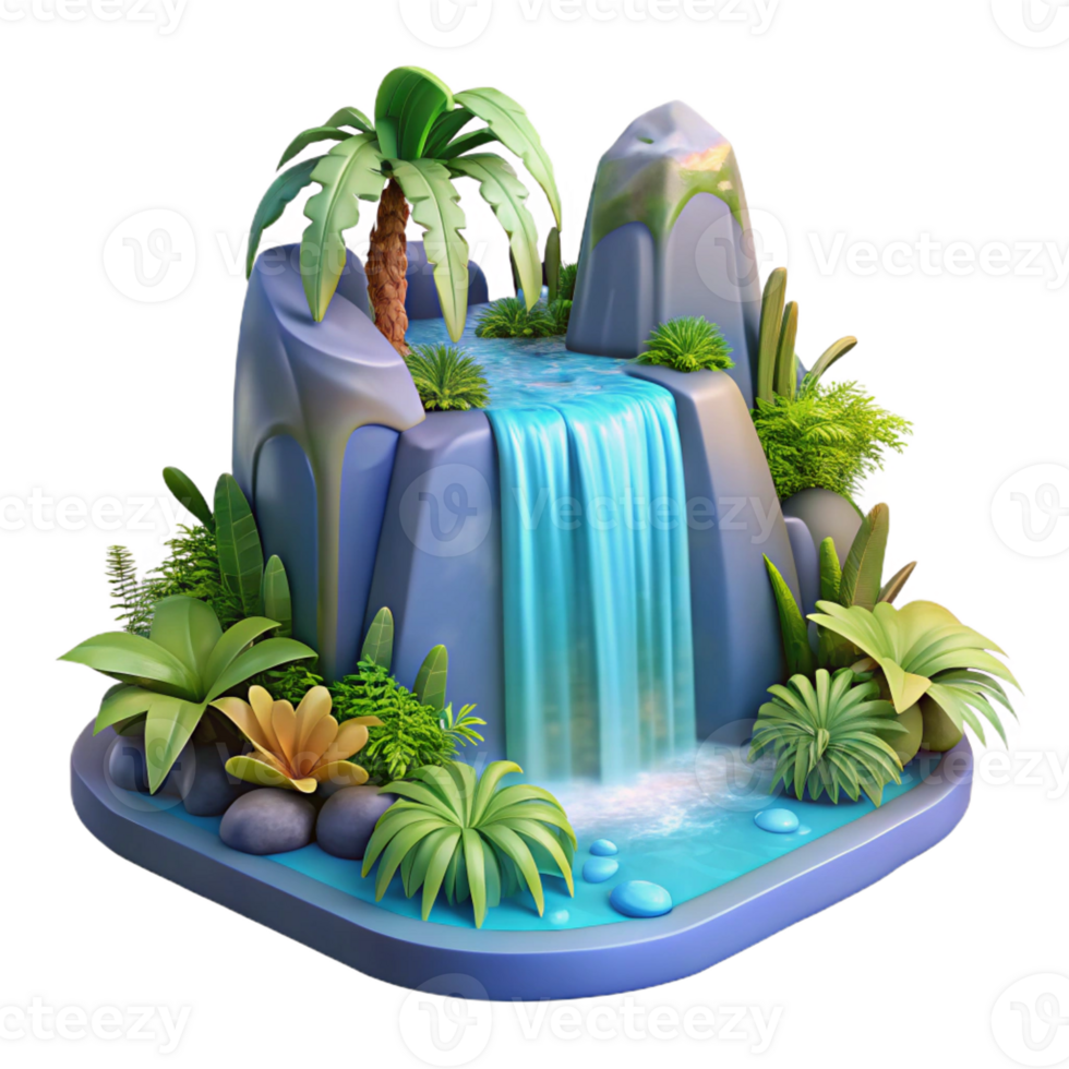 magnificent contemporary A Cascading Waterfall Surrounded by Lush T genuine png