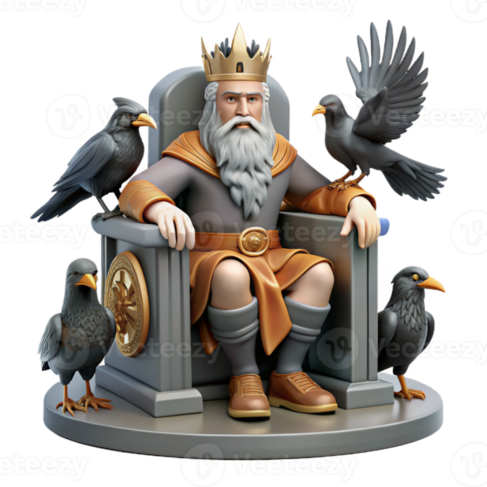 impressive rustic Odin the Allfather Seated on His Throne png