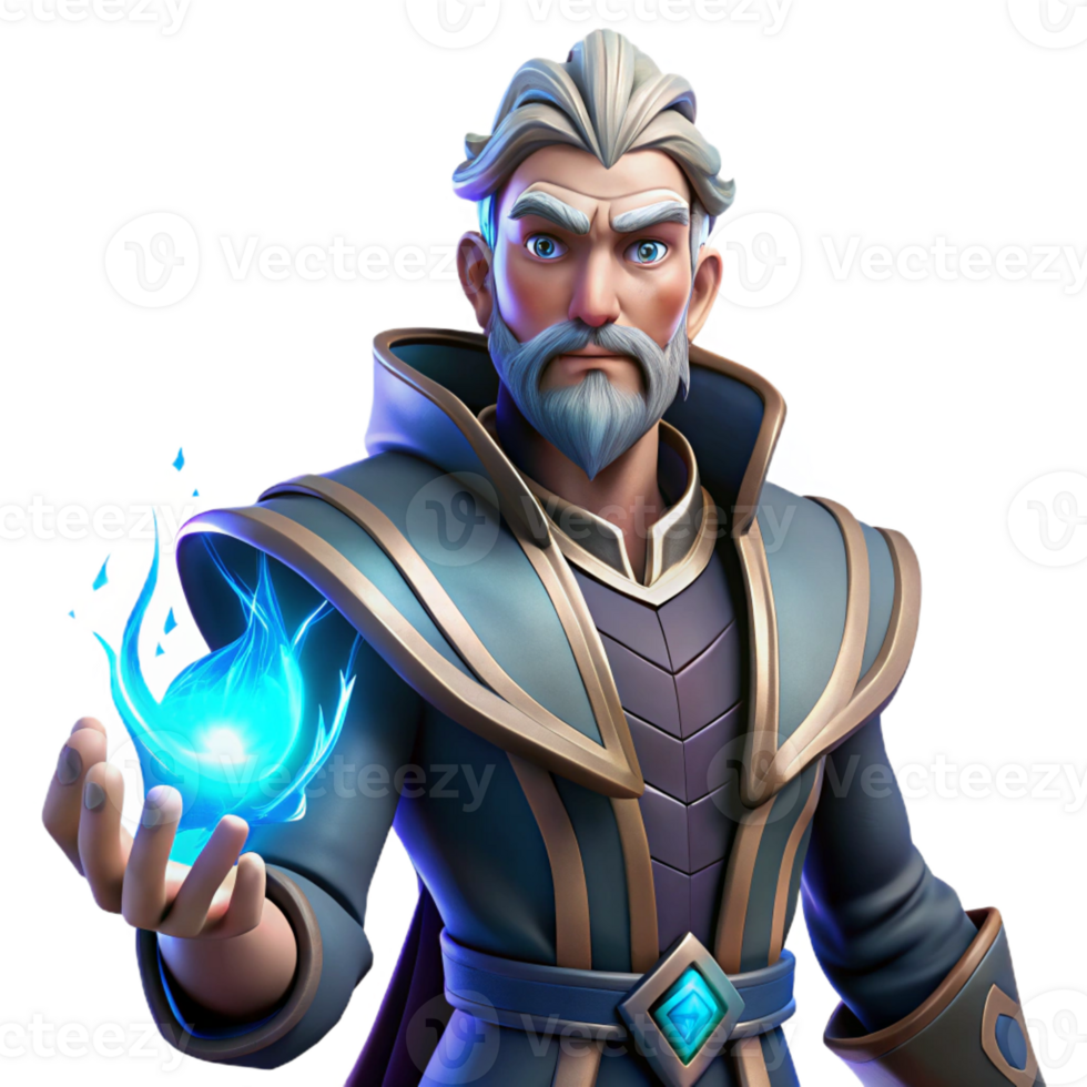 elegant vintage Portrait of a Powerful Sorcerer with Glo exclusive png