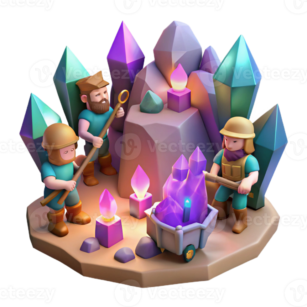 beautiful rustic A Group of Adventurous Dwarves Mining For detailed png