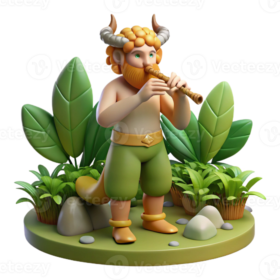 beautiful rustic Pan God of the Wild Playing His Pipes In professional png