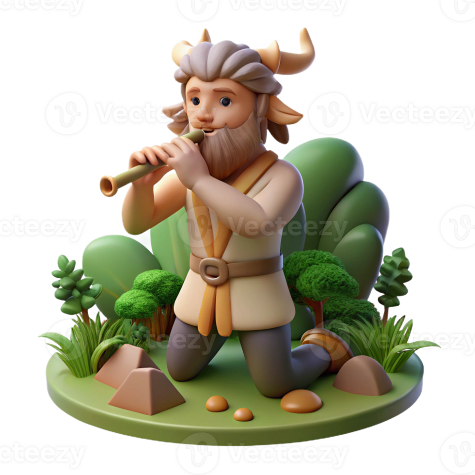 stunning minimalist Pan God of the Wild Playing His Pipes In genuine png
