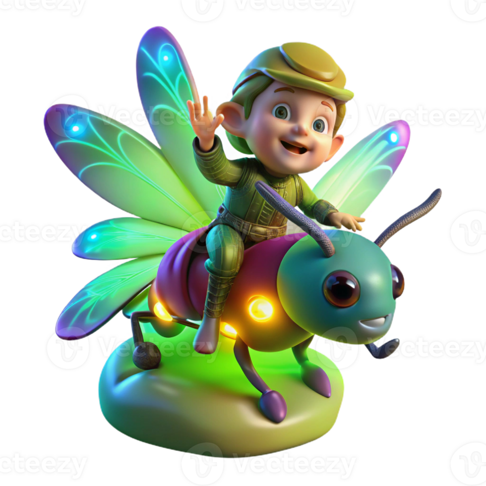 extraordinary modern A Mischievous Pixie Riding a Giant Firef high resolution png
