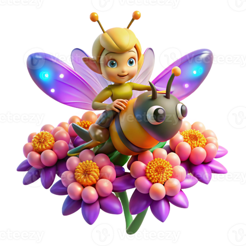 magnificent rustic A Mischievous Pixie Riding a Giant Bumble high resolution png