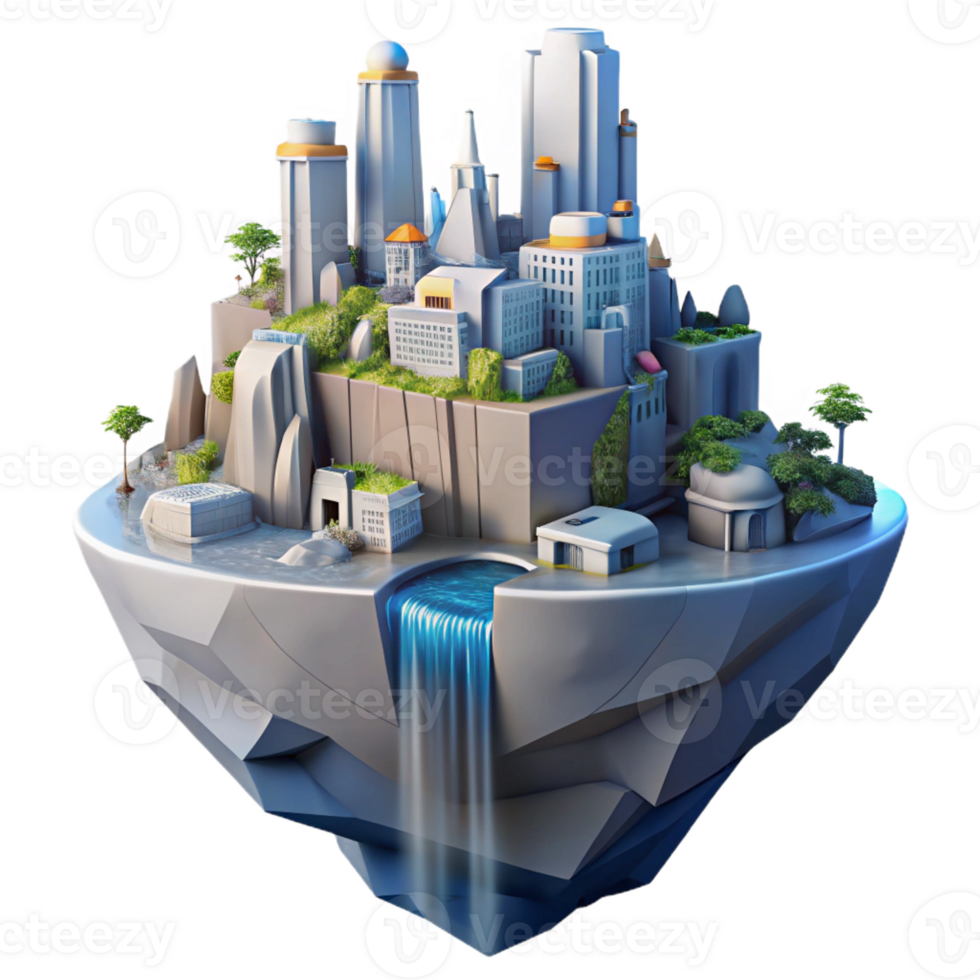 stunning contemporary A Futuristic City Built Into the Side of A professional png