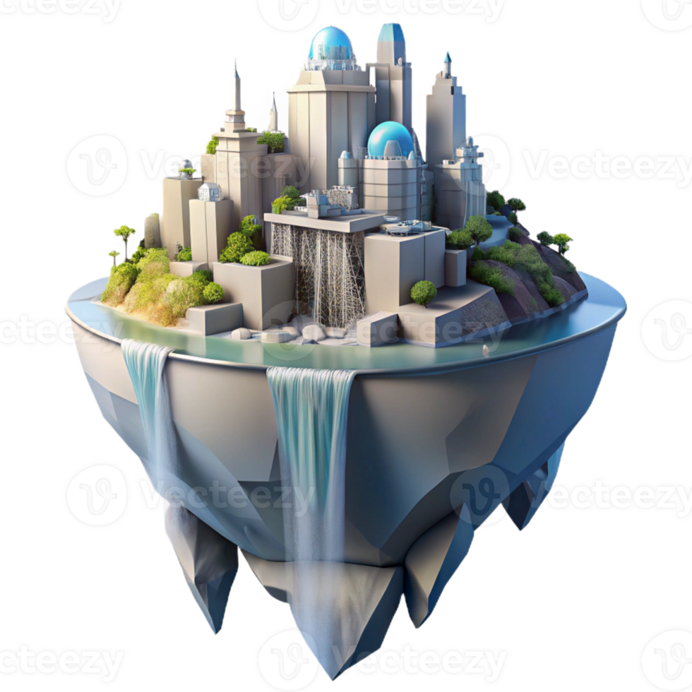 vibrant rustic A Futuristic City Built Into the Side of A premium png