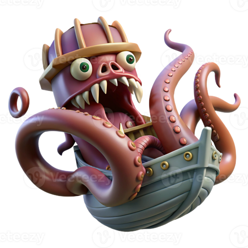 wonderful rustic Kraken Attacking a Ship's Tent genuine png