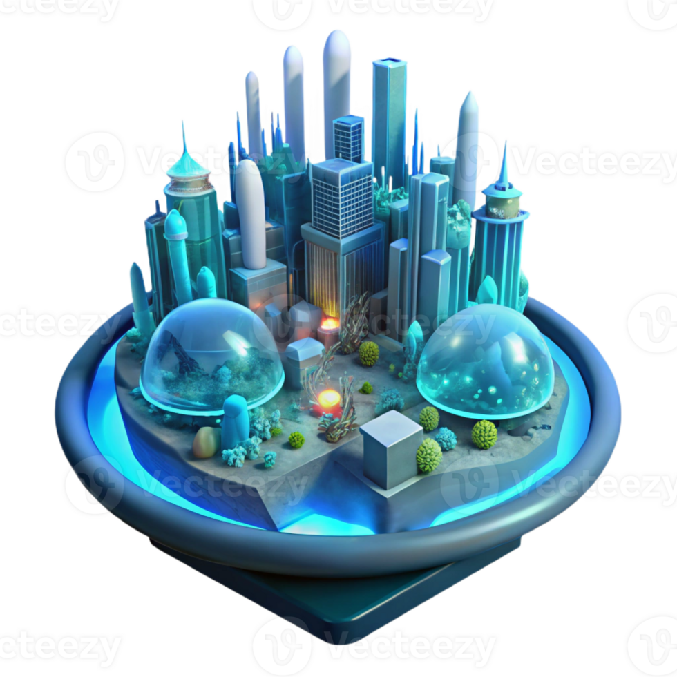 impressive modern A Futuristic City Built on the Ocean Flo 4K png