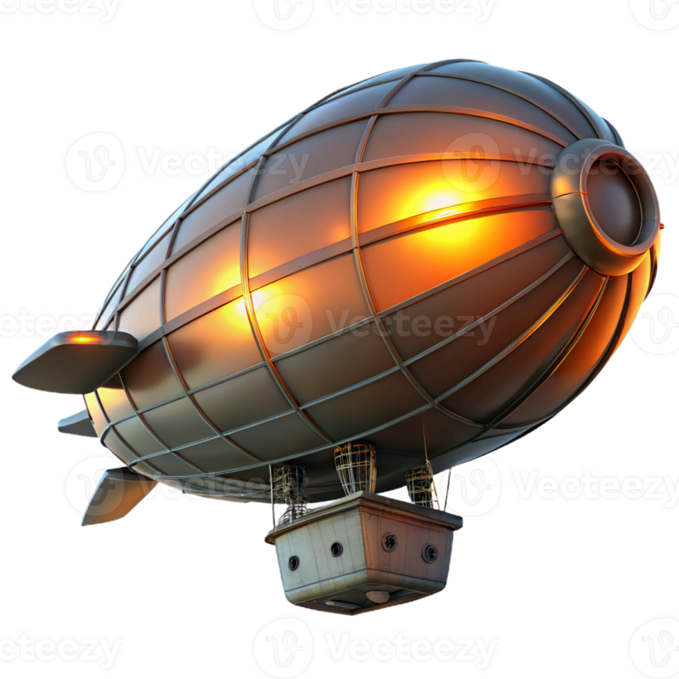 elegant rustic A Lone Steampunk Airship Silhouetted Agai high resolution png