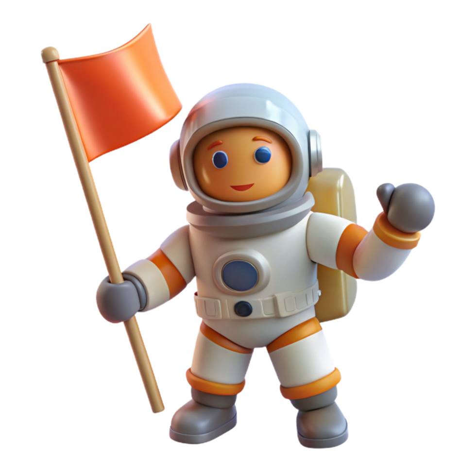 dramatic rustic Astronaut Holding Flag with Space Background authentic png