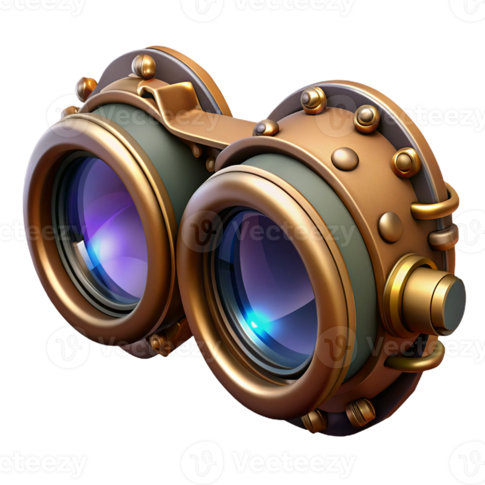 vibrant minimalist A Steampunk Goggles with Intricate Lenses high resolution png