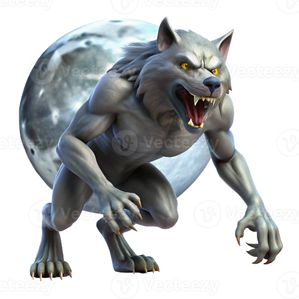 impressive minimalist A Fearsome Werewolf Howling at the Moon high quality png