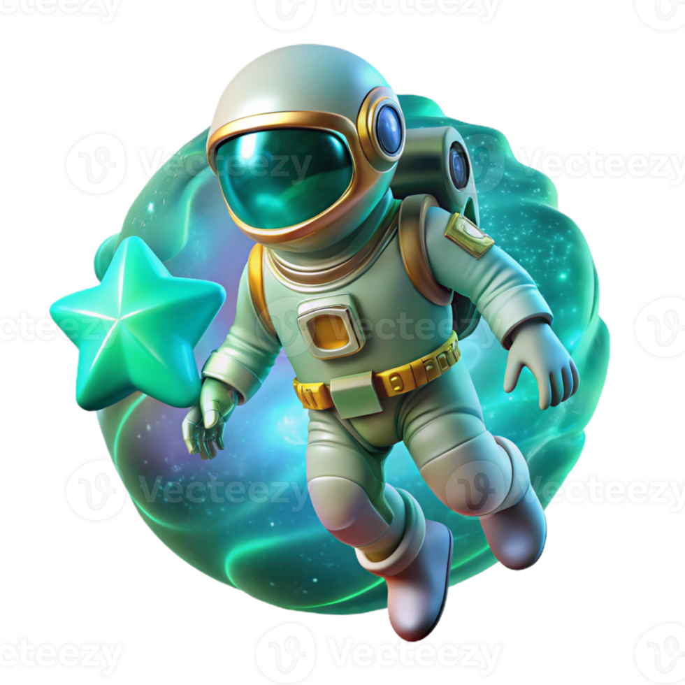 serene contemporary A Lone Astronaut Clad in a Bioluminescen 4K png