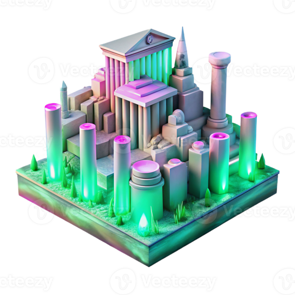stunning traditional A Towering Cyberpunk Cityscape Built on T high resolution png