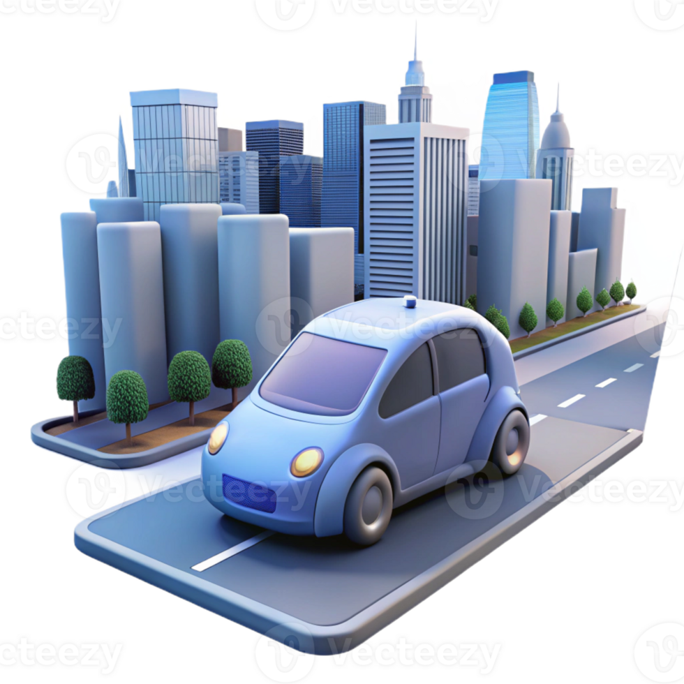 impressive abstract Self-driving Car in City Traffic professional png