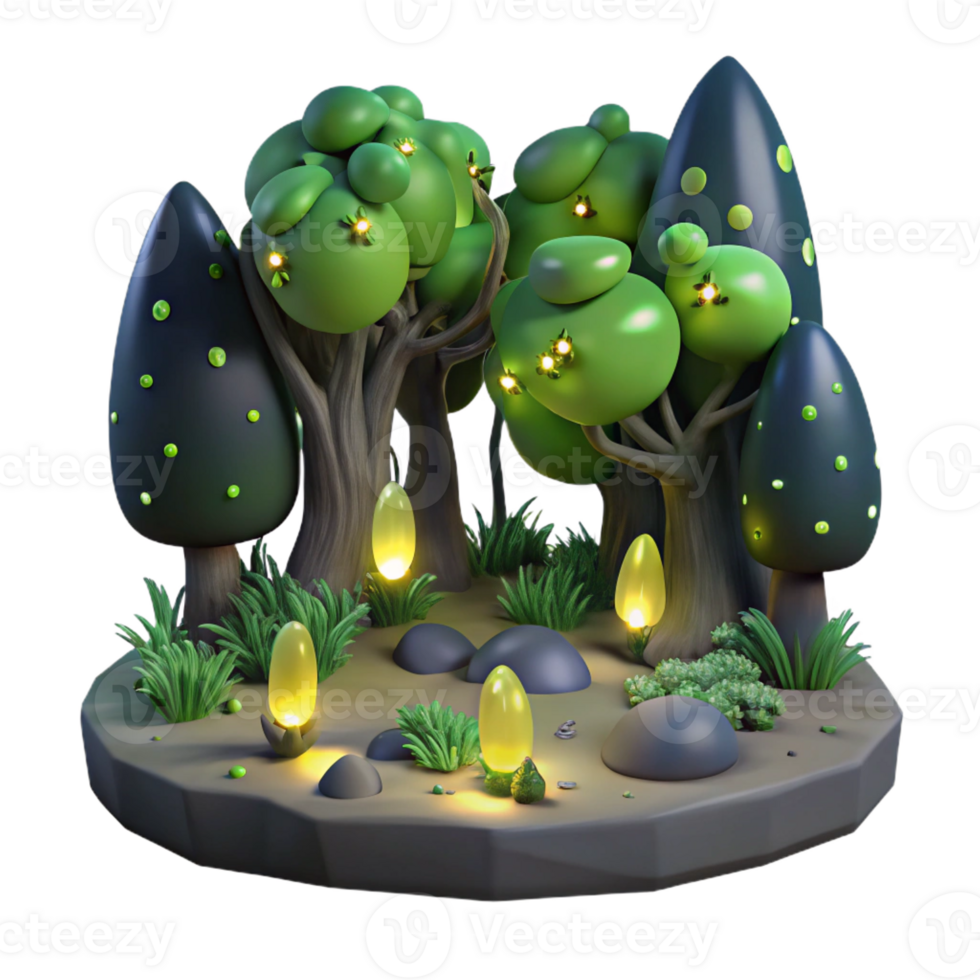 elegant artistic A Group of Fireflies Illuminating a Dark original png