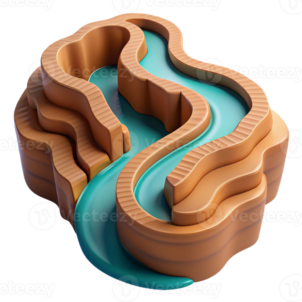dramatic minimalist A Winding River Cutting Through a Canyon high resolution png