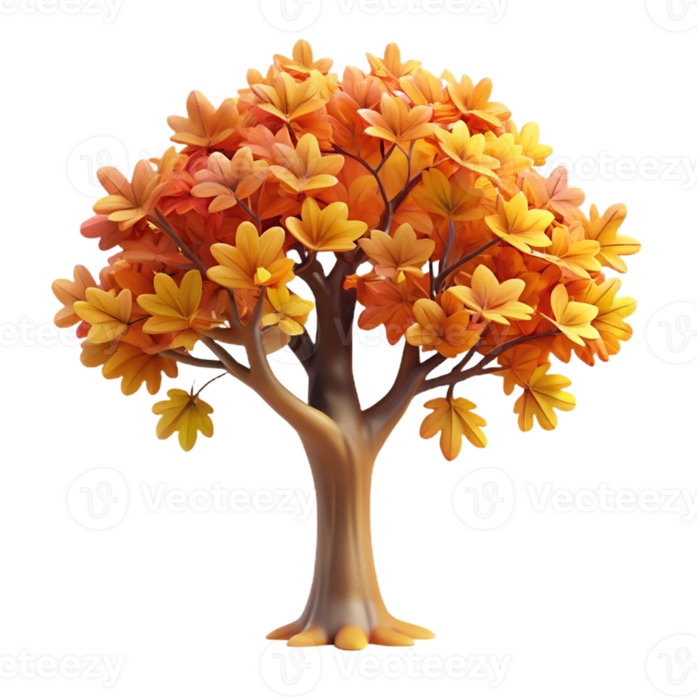 elegant artistic A Majestic Oak Tree in Autumn Colorful authentic png